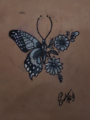 butterfly and flowers￼