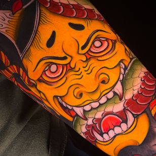 japanese noh mask tattoo