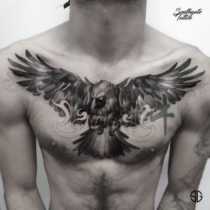 • 🦅 • custom black work chest piece by our resident @oscar.ls.tattooist. Full day session done a couple of weeks ago. For bookings and info:•🌐 https://southgatetattoo.co.uk/booking/•📧 info@southgatetattoo.co.uk •📱07456415895‬(WhatsApp only) ⚡️⚡️⚡️#chesttattoo #birdtattoo #blackworktattoo #blackworkart #londontattoostudio #sg #northlondon #londontattooartist #SGTattoo #southgatetattoo #londontattoo #customtattoo #northlondontattoo #london