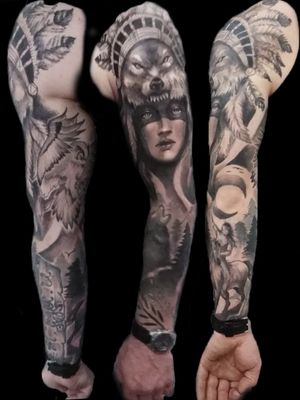 Custome black & grey realistic full sleeve. Indian theme created and executed be me. 