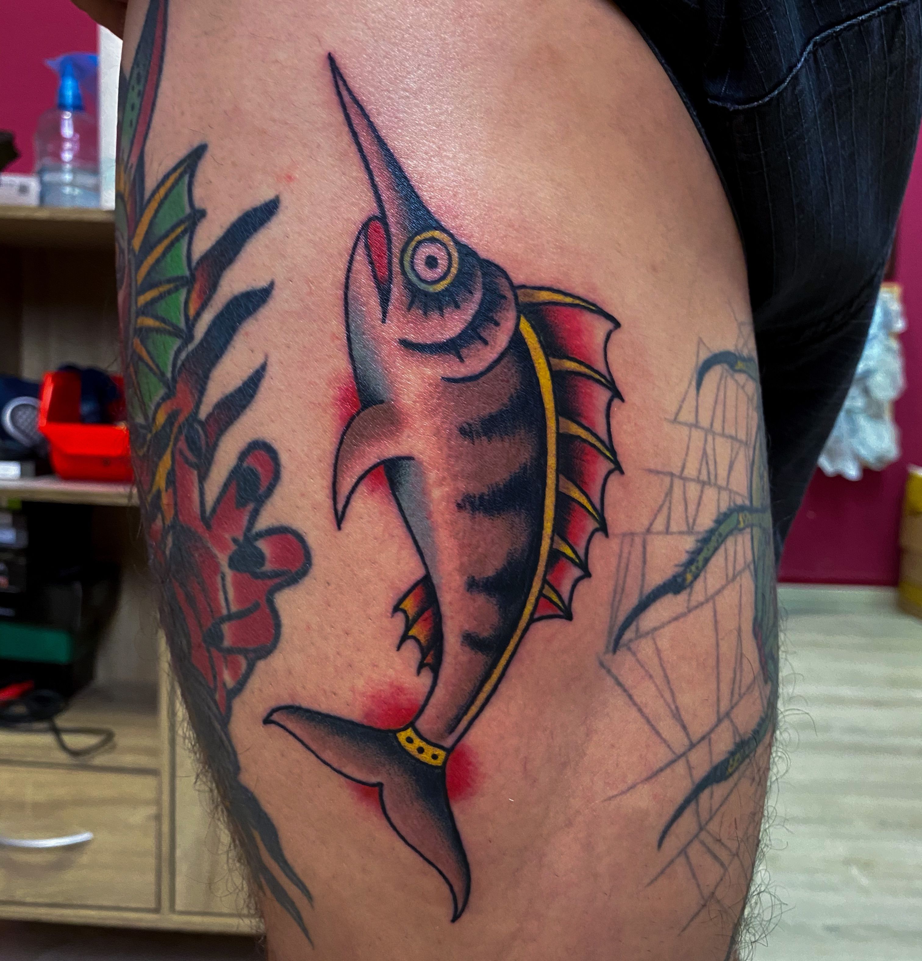 Steel Spades Tattoo Company  Very colorful traditional design of an angler  fish done by laurenlovetattoo CallDm us for availability walkins  welcomed too colorful anglerfish fish oldschool traditional  throwbackthursday  Facebook