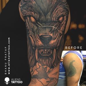 Wolf #Coverup Tattoo by Bhanu Pratap at Aliens Tattoo India
