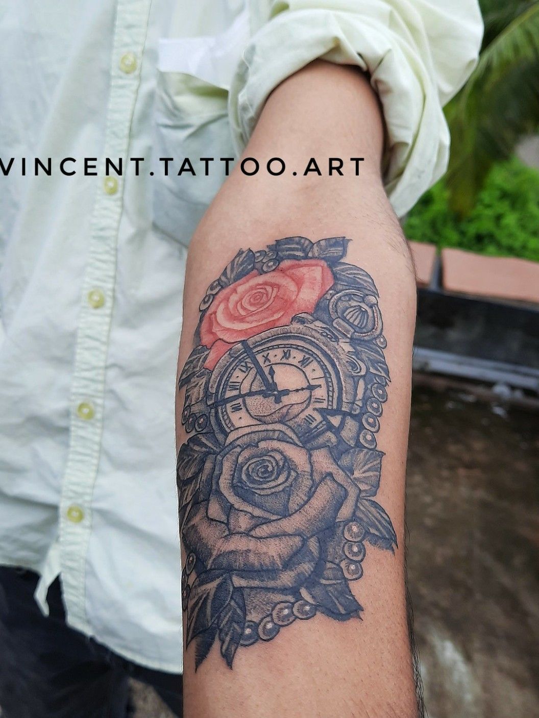 Tattoo uploaded by vincent.tattoo.art • Flower and broken clock tattoo....  Comtact 9746136732 for tattoo Kochi,Kerala • Tattoodo