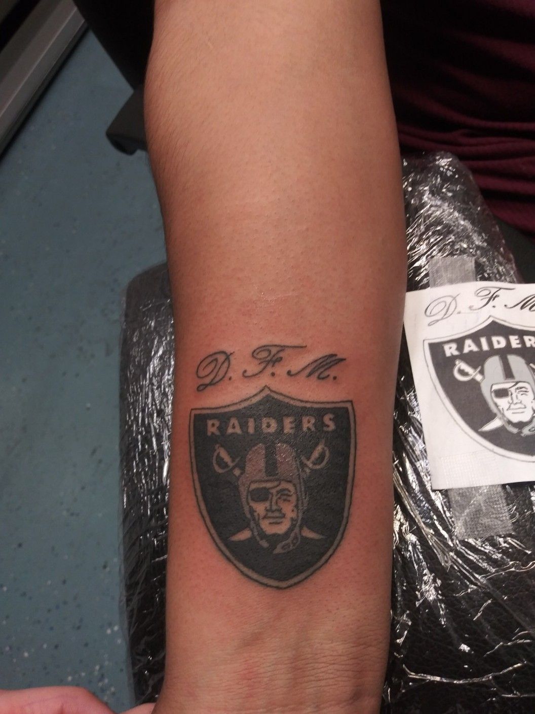 A Raiders football embroidery patch tattoo