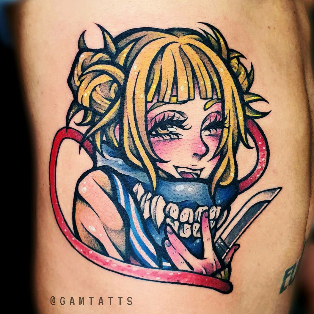 I do anime tattoos Heres a Himiko Toga tattoo I did recently Hope you  guys enjoy   rBokuNoHeroAcademia