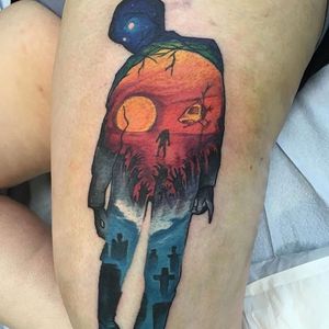 Illustrated Dawn of the Dead tattoo by Kelly Gormley