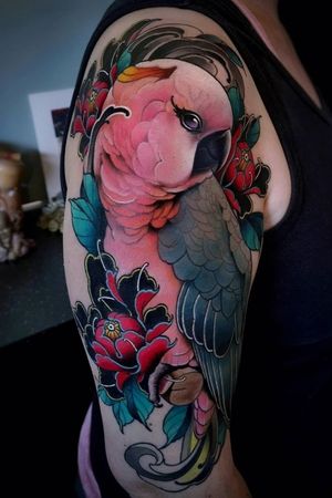 Cockatoo tattoo Parrot tattoo Peony tattoo