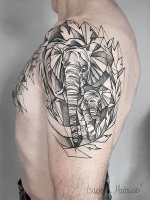 Blackwork Elephants / Arm Tattoo