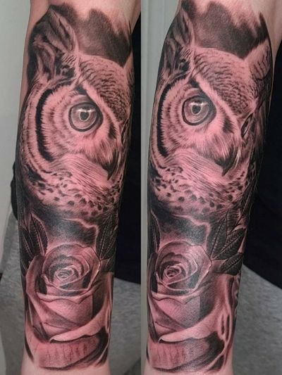 Owl and rose