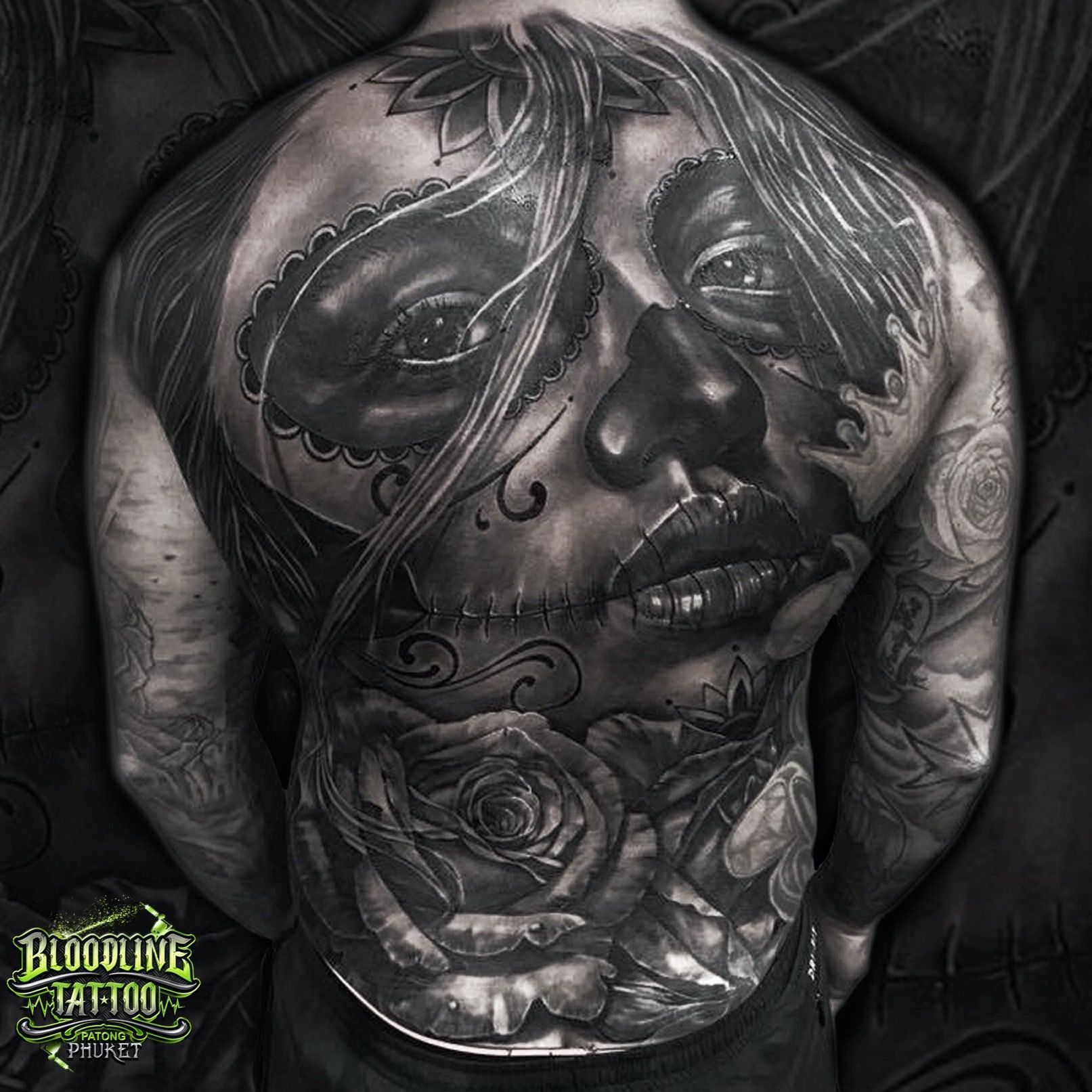 Realistic Back Tiger Indian Woman Tattoo by Sabian Ink