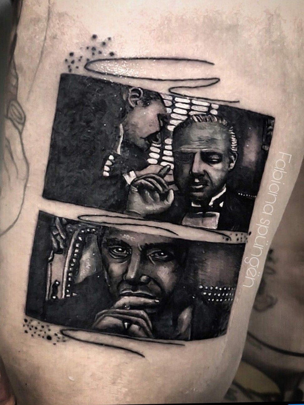 The Godfather - Portraits Calf Tattoo⚡Real-Time Tattooing by Electric Linda  - YouTube