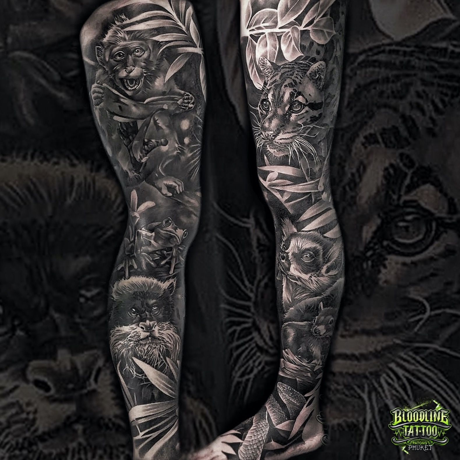 Animal leg sleeve by Jose Perez Jr TattooNOW