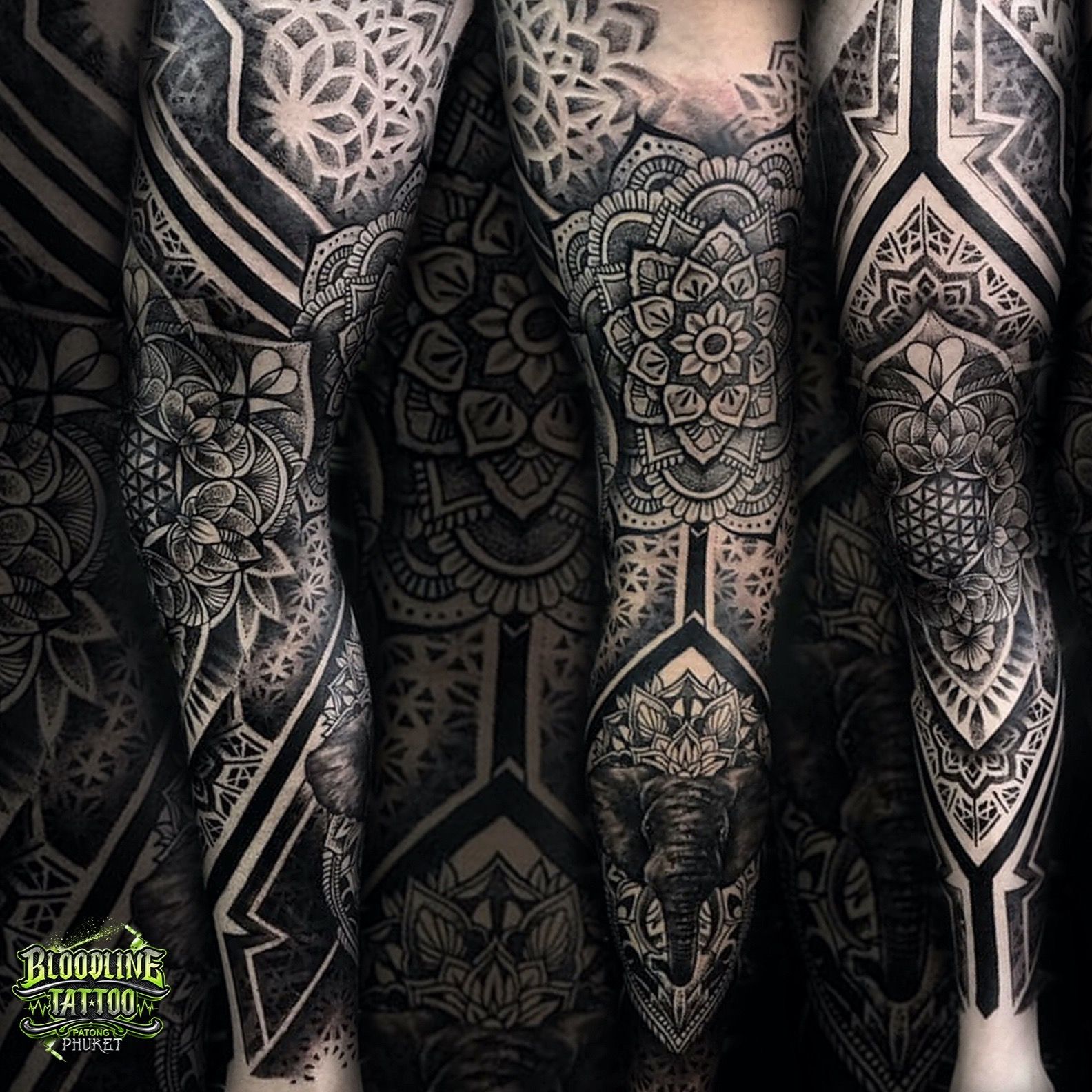 Tattoo uploaded by Bloodline Tattoo Phuket • Geometric/Mandala Full Leg Sleeve • Tattoodo