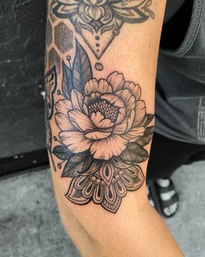 Newest addition to Abigail’s floral/geometric sleeve!