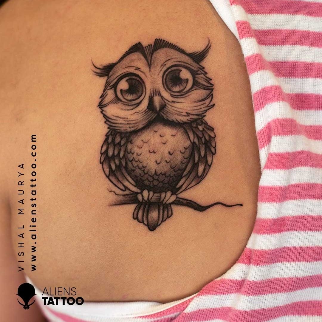 cute owl tattoo flash