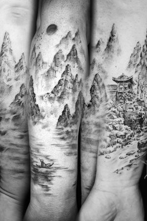 Montreal Asian theme sleeve tattoo