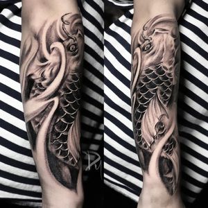 koi fish tattoo by Montreal tattoo artist Dylan C#Japanese