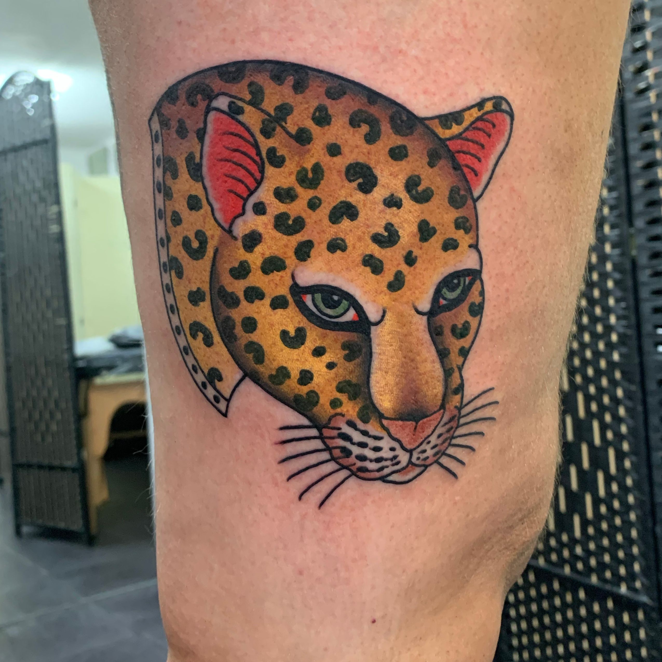 by Gianna Phillips traditionaltattoo traditionaltattoos leopard tattoo   Leopard tattoos Tiger tattoo design Jaguar tattoo