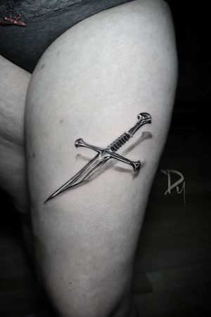 realistic knife tattoo by tattoo artist Dylan C in Montreal. #Fineline