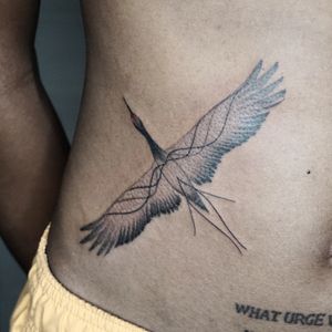 𝙄𝙂: 𝙣𝙖𝙩𝙚_𝙩𝙝𝙖𝙞𝙡𝙖𝙣𝙙 🌿 Ethereal crane tattoo with fine linework - Baan Khagee Tattoo Chiang Mai, Thailand