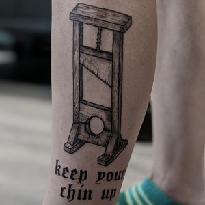Black work Guillotine on ankle/calf. 