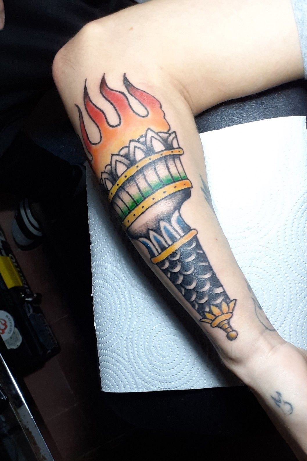 Flaming torches set | Flame tattoos, Engraving tattoo, Bottle drawing