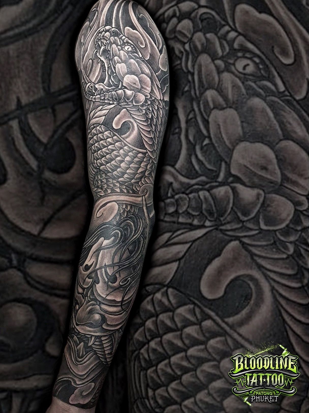Men Large Full Arm Sleeve Tattoo Amazing Temporary Tattoos God Wolf Moon  Dragon | eBay