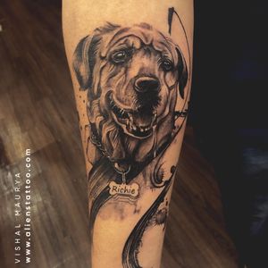 There are many ways to show your love for a dog - you can buy your dog treats, take him for adventures, and make sure he lives a comfortable, happy life. But if you want to commemorate the ups and downs you had together with your cute puppy, why not get a tattoo to immortalize that?Pet tattoo by Vishal Maurya 