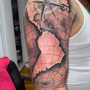GKunny Tattoo Black and Gray Tattoo Map American Continent