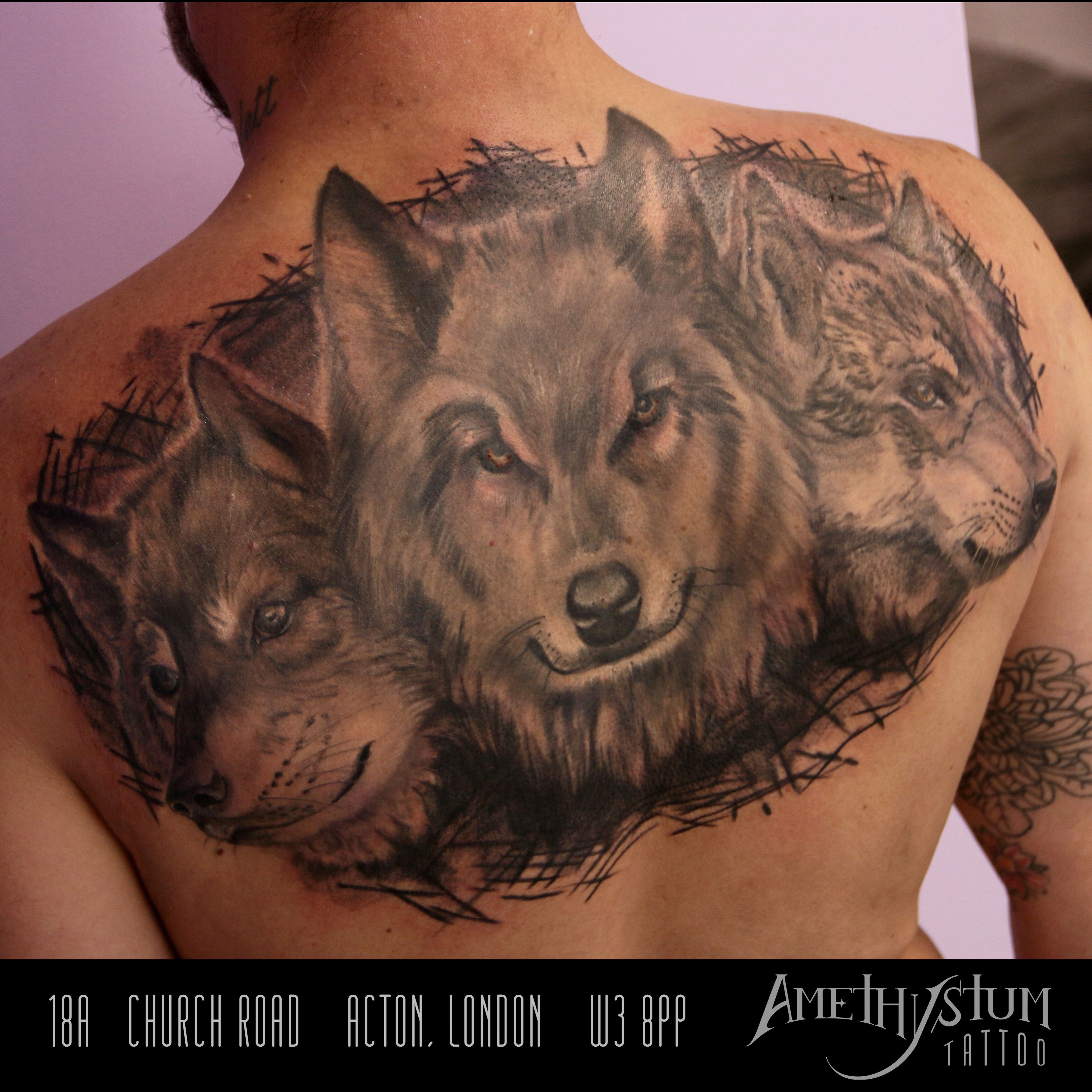 3 Wolves by Storm Bertone at Deja Vu Tattoo Baton Rouge LA  rtattoos