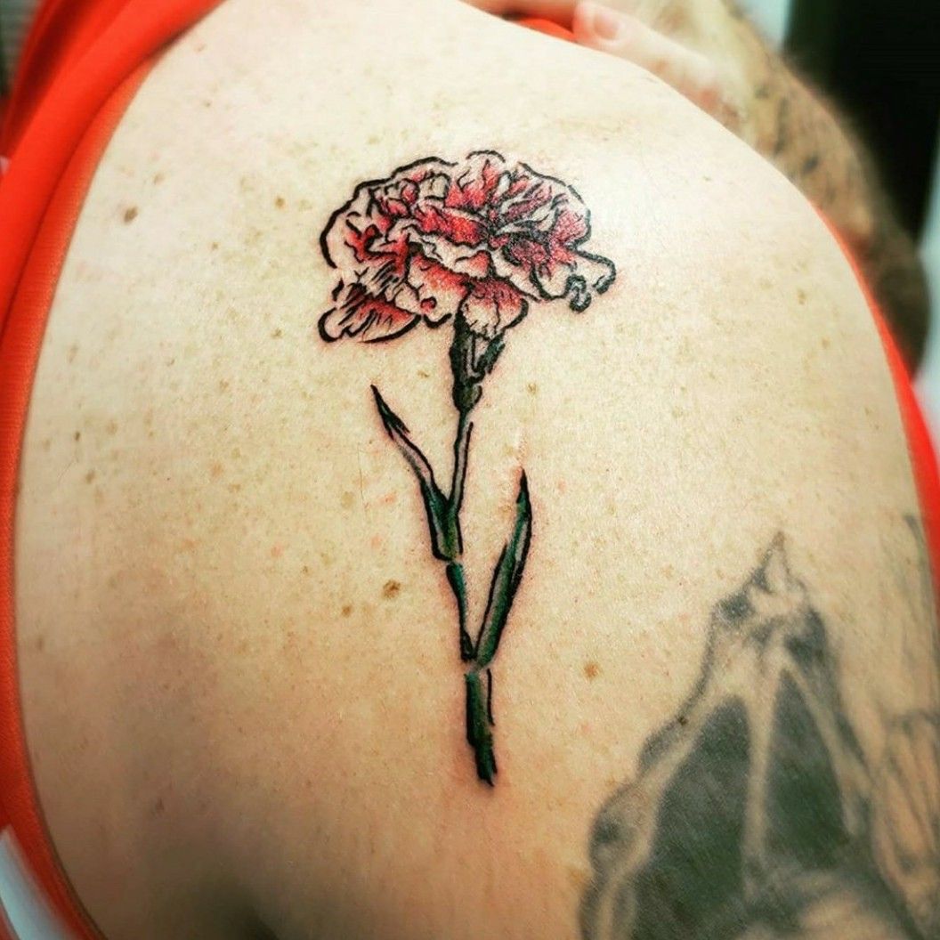 Carnation Birth Flower Tattoo
