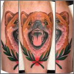 Shiba tattoo. Is he smiling? Laughing? Sneezing? Growling? You decide...