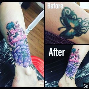 A beautiful coverup of an old butterfly for some refreshing flowers 