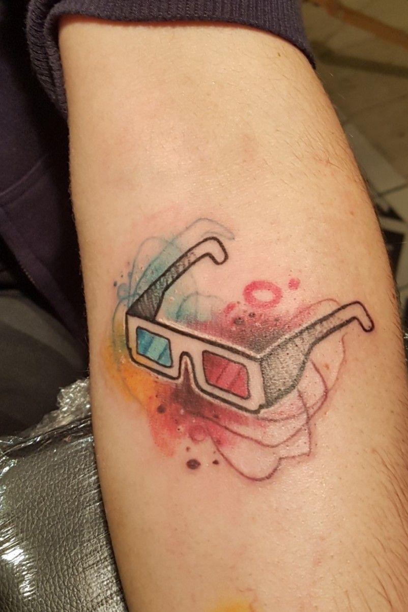Tattoo uploaded by Tasos Con • 3D Anaglyph Glasses Watercolor • Tattoodo