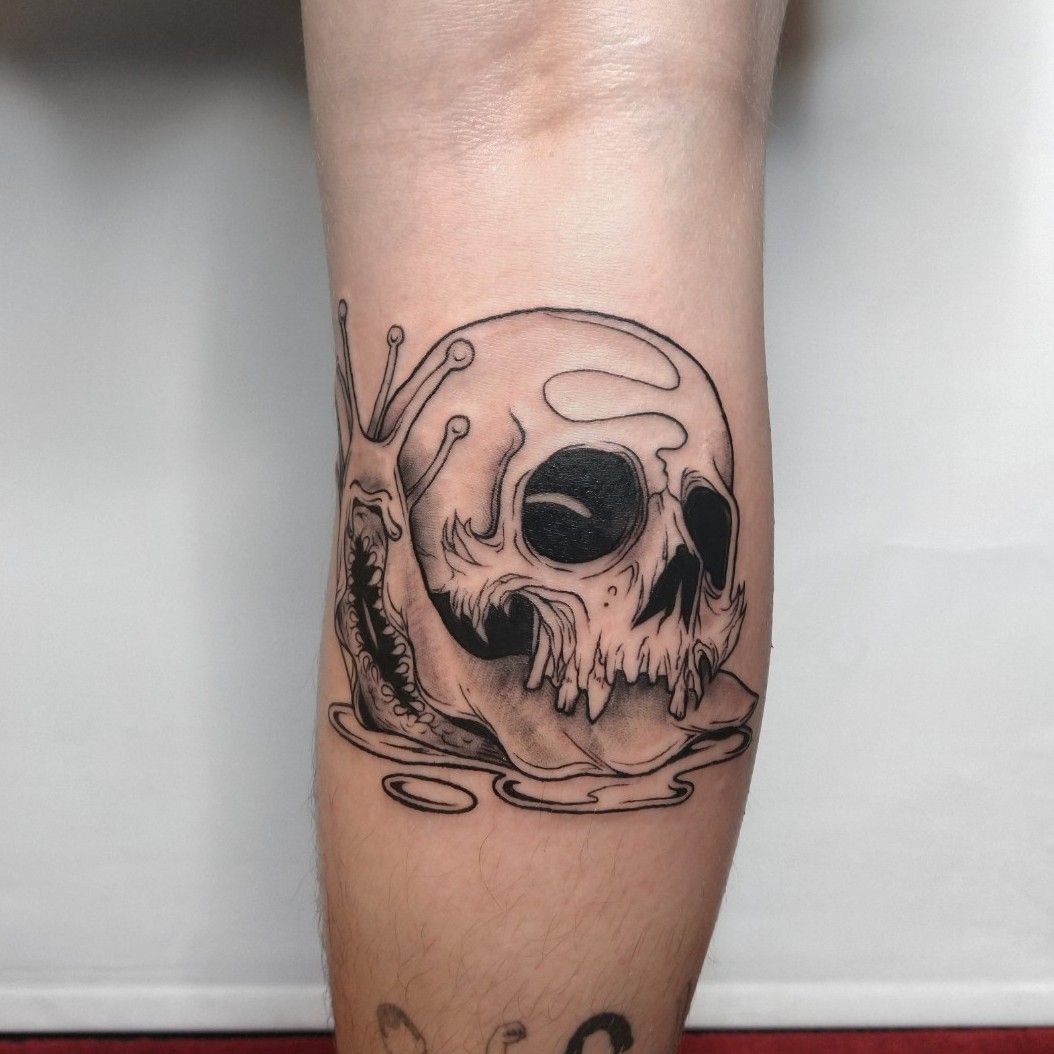 Gun and Pedal brighton tattoo studio  Little skull snail done by our  artist rolluponfourtattoos he has loads of designs available and loads in  progress so message him direct with your ideas