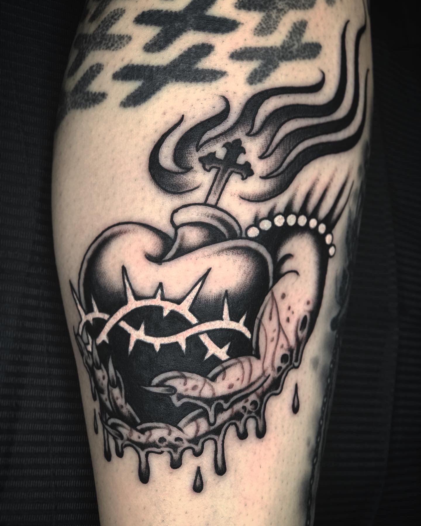 Black Metal Heart Tattoo Design - Heart - Magnet