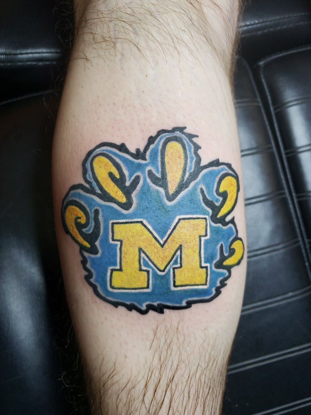 University of Michigan tattoo done by Pineapple at LuckyBambooTattoo  Michigan College UniversityofMichigan  Michigan tattoos Bamboo tattoo Wolverine  tattoo