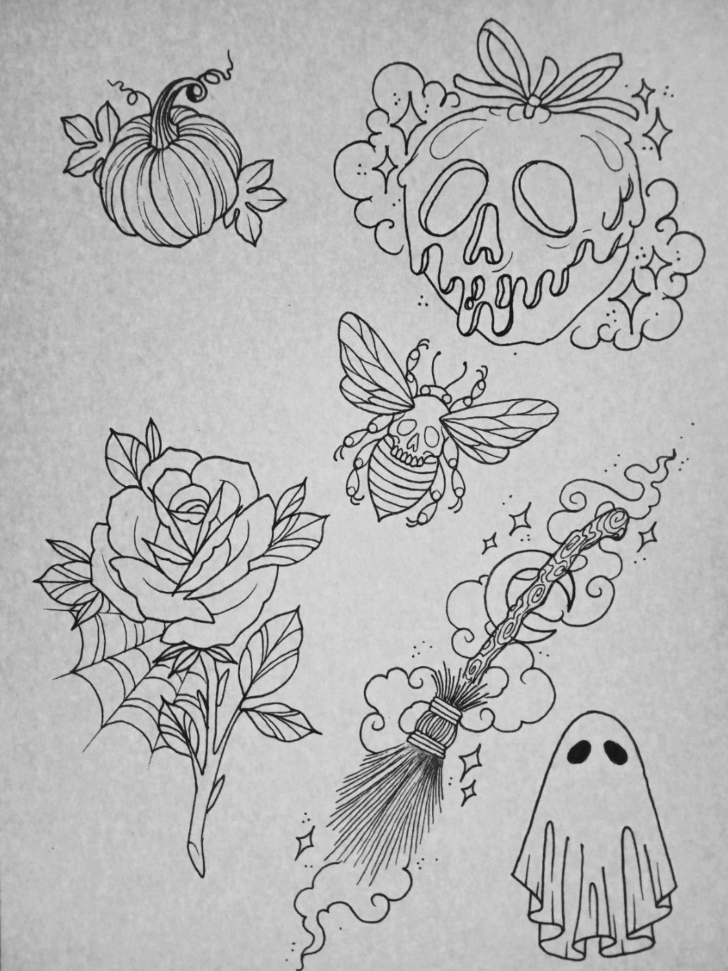 31 Halloween tattoos at TLC Tattoo  Piercing Traditional flash sheet by  Simon   Halloween tattoos Halloween tattoo flash Horror tattoo