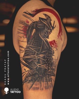 The Samurais are none other than the ancient Japanese warriors who dedicated their lives for the protection of the natives. They symbolise respect, nobility, courage, masculinity, power etc.  Samurai Tattoo by Bhanu Pratap at Aliens Tattoo India 