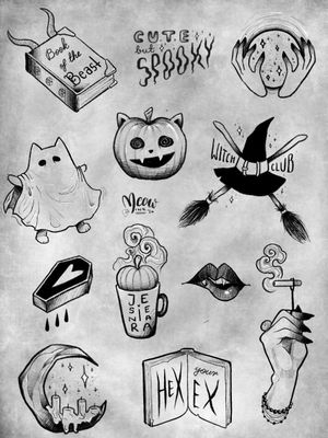 Halloween flash. Available tattoo designs