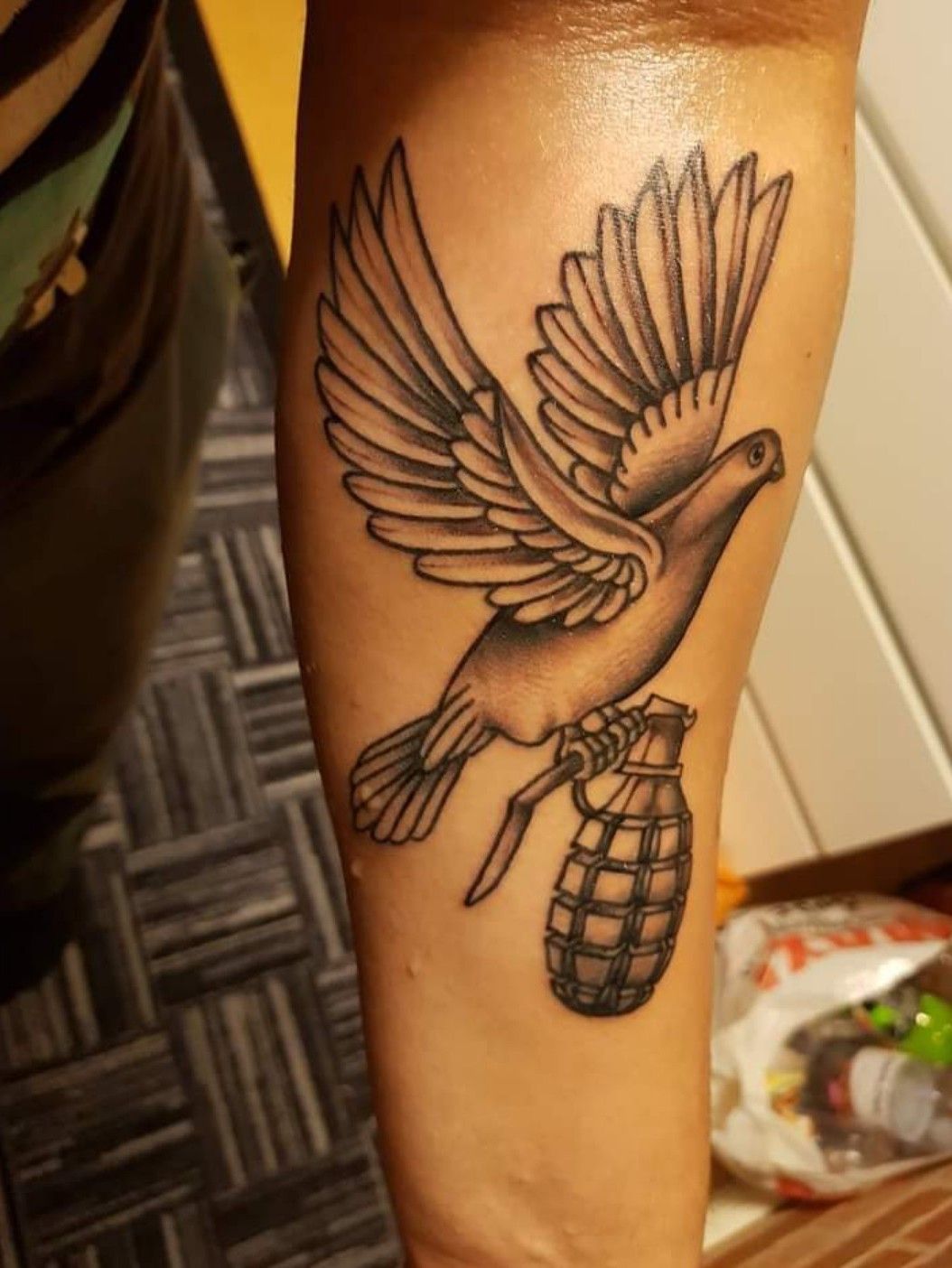 Been waiting a long time to get a dove and grenade tattoo finally pulled  the trigger on it today  rHollywoodUndead
