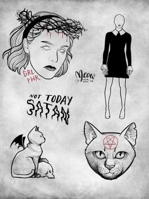 Chilling adventures of Sabrina inspired tattoo flash. Available tattoo designs 🖤