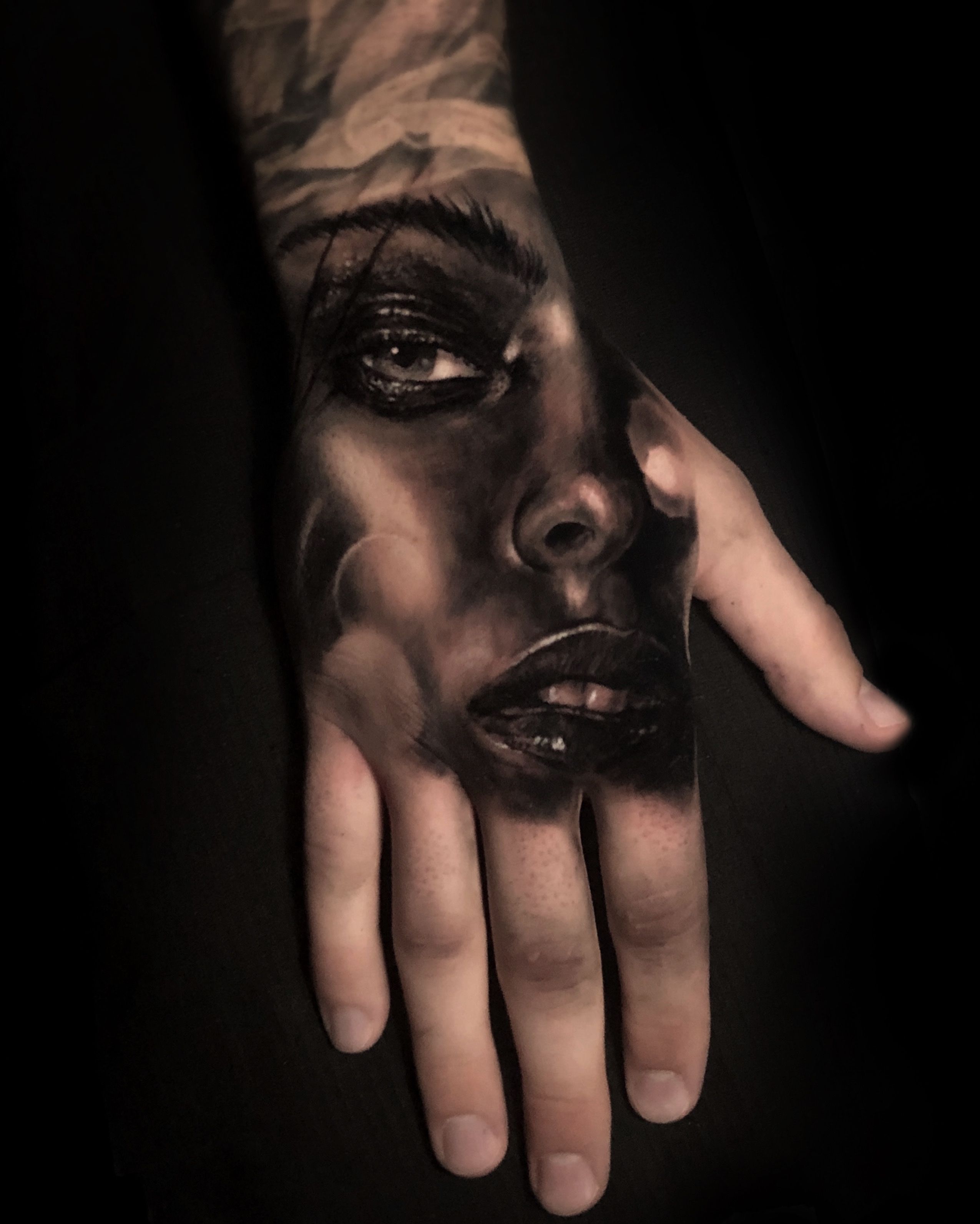 Tattoo uploaded by Tye Tremblay  Hand tattoo with lady face torontotattoo  torontotattoos handtattoo  Tattoodo