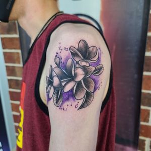 Amazing Plumeria flower tattoo done by Tony at s6