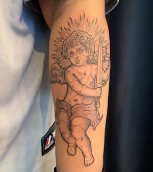Custom cherub angel tattoo