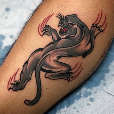 #panthertattoo #cattattoo #boundforglorytattoo #nyctattoo #traditionaltattoo