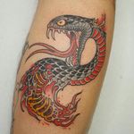 Snake tattoo by dani soriano #danisoriano #snake #japanese #traditional #color #animal