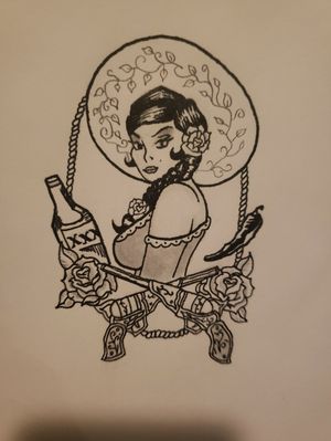 Mexican Pin Up Girl to keep you company when youre enlisted gentlemen 