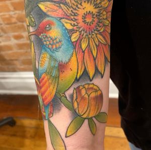 Sharpie drawn on custom Hummingbird and floral coverup. 8 hours. 