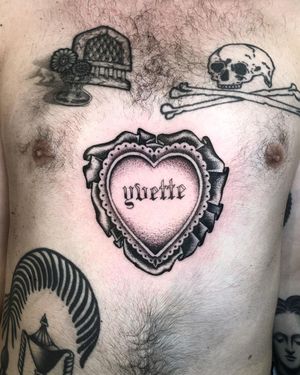 Tattoo by Tanner Ramsey #TannerRamsey #traditional #illustrative #heart #lettering 